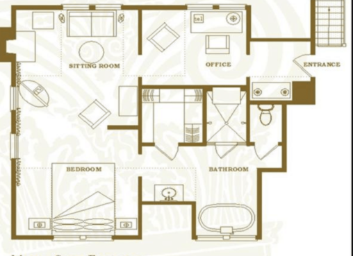 Floorplan of Master Suite guest room at Stonehurst Place
