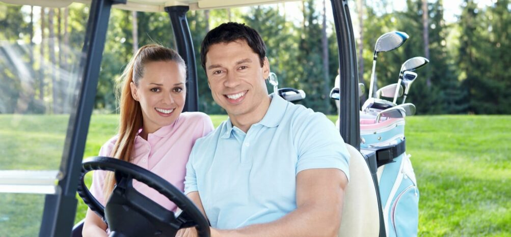 Young couple at Atlanta golf course for the public